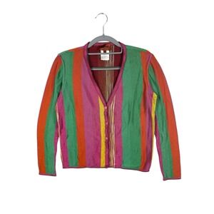 Missoni Multicolor Striped Knit Button-Up Cardigan Sweater - Women's Size 42